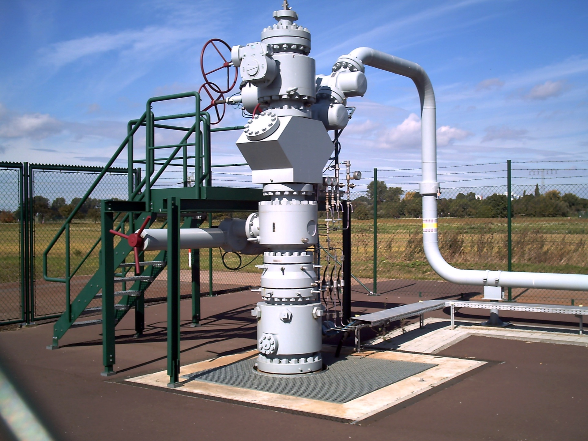 Wellhead and surface piping on a producing well